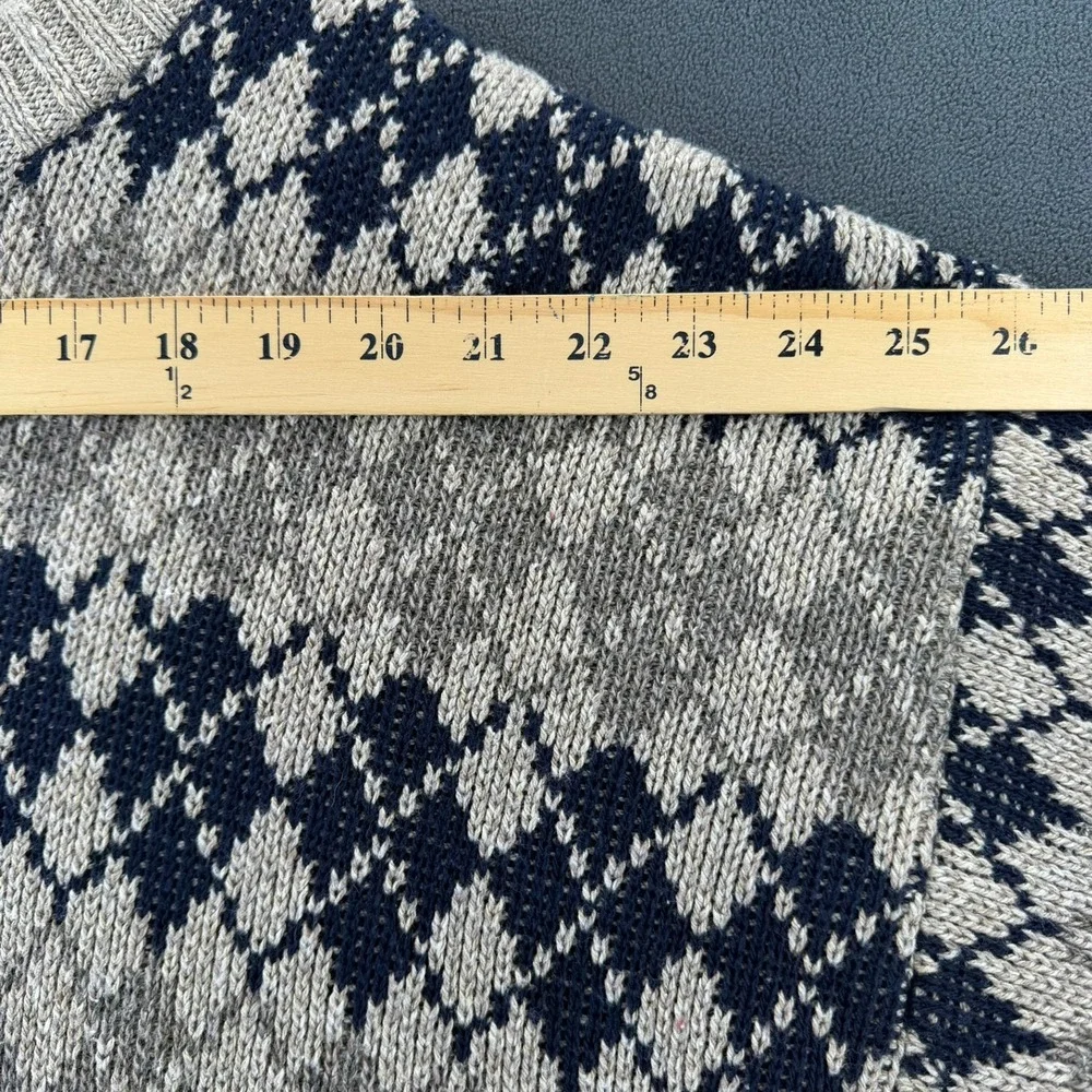 Vintage SCANDIA Argyle Cotton Knit Sweater Mens L Made In USA 80s 90s Grandpa